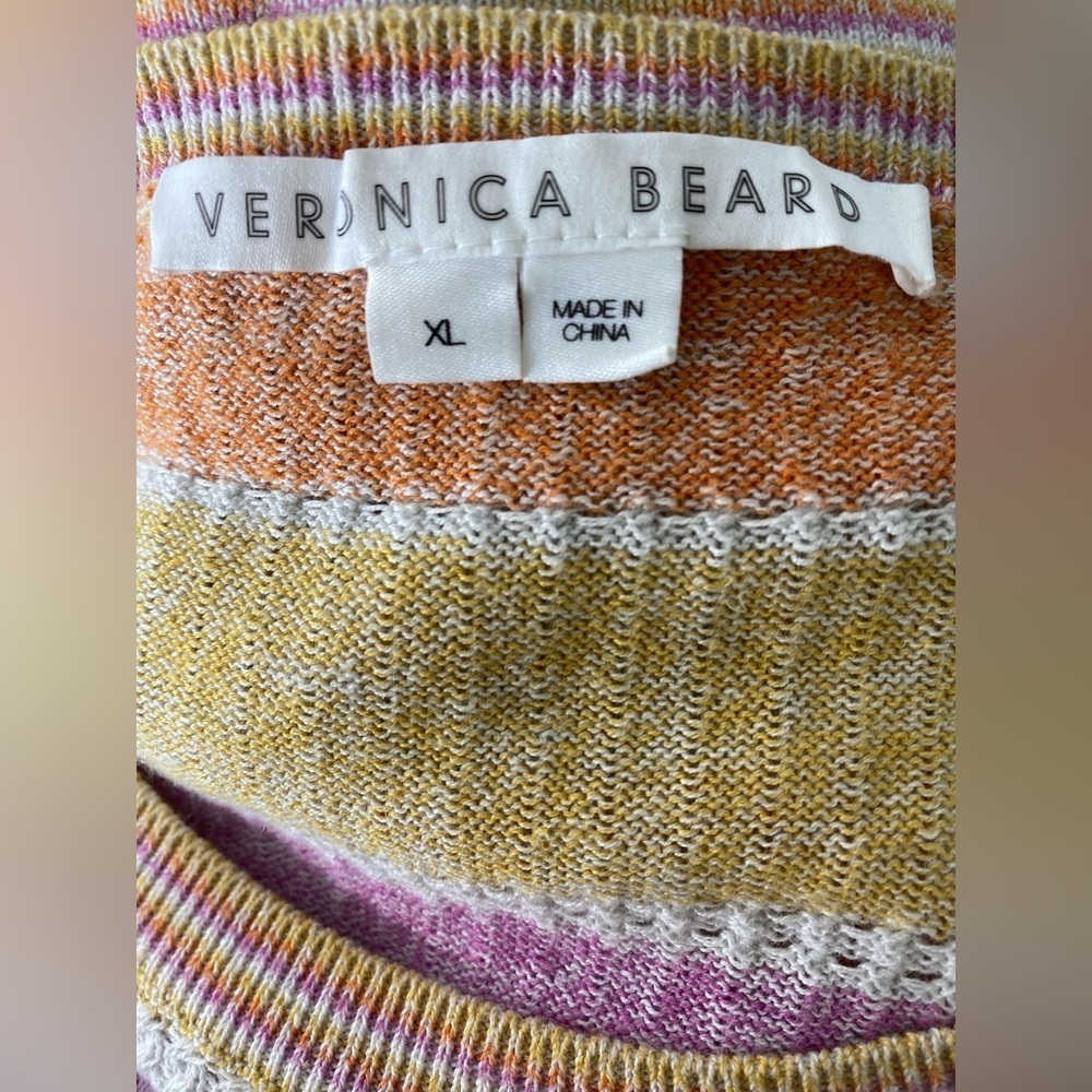 VERONICA BEARD Striped Purple & Pink Women's Pastel Sweater XL - Picture 4 of 4